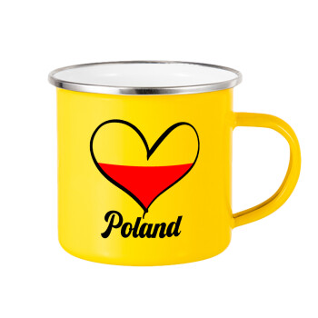 Poland flag, Κούπα Μεταλλική εμαγιέ Κίτρινη 360ml