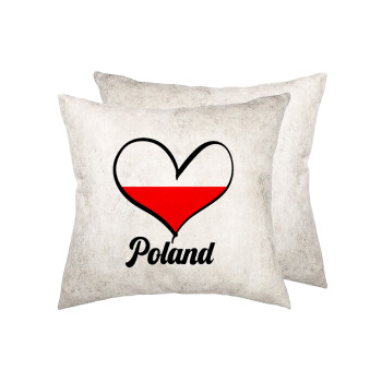 Poland flag, Μαξιλάρι καναπέ Δερματίνη Γκρι 40x40cm με γέμισμα