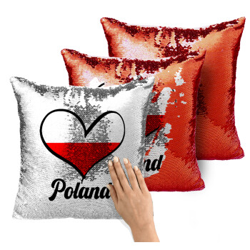 Poland flag, Μαξιλάρι καναπέ Μαγικό Κόκκινο με πούλιες 40x40cm περιέχεται το γέμισμα