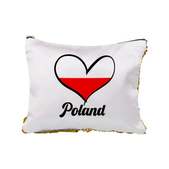 Poland flag, Τσαντάκι νεσεσέρ με πούλιες (Sequin) Χρυσό