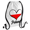 Backpack pouch GYMBAG white, with pocket (40x48cm) & thick cords