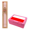 Easter Set, children's snack container PINK & scented flat Easter candle (30cm) (PINK)