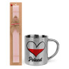 Easter Set, metallic thermal cup (300ml) & aromatic flat Easter candle (30cm) (PINK)