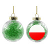 Transparent Christmas tree ball ornament with green filling 8cm