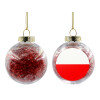 Transparent Christmas tree ball ornament with red filling 8cm