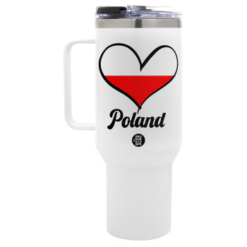 Poland flag, Mega Stainless steel Tumbler with lid, double wall 1,2L