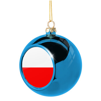 Poland flag, Χριστουγεννιάτικη μπάλα δένδρου Μπλε 8cm