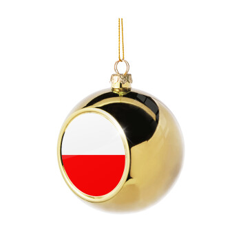 Poland flag, Χριστουγεννιάτικη μπάλα δένδρου Χρυσή 8cm
