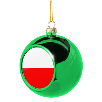 Poland flag, Χριστουγεννιάτικη μπάλα δένδρου Πράσινη 8cm