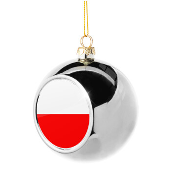 Poland flag, Χριστουγεννιάτικη μπάλα δένδρου Ασημένια 8cm
