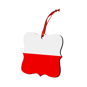Poland flag, Χριστουγεννιάτικο στολίδι polygon ξύλινο 7.5cm