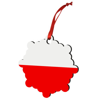 Poland flag, Χριστουγεννιάτικο στολίδι snowflake ξύλινο 7.5cm