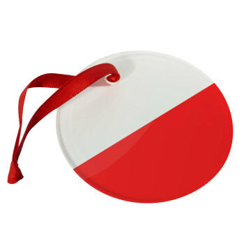 Poland flag, Χριστουγεννιάτικο στολίδι γυάλινο 9cm
