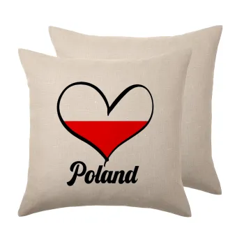 Poland flag, Μαξιλάρι καναπέ ΛΙΝΟ 40x40cm περιέχεται το  γέμισμα