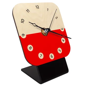 Poland flag, Επιτραπέζιο ρολόι σε φυσικό ξύλο (10cm)