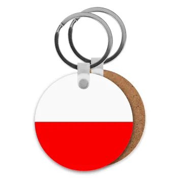 Poland flag, Μπρελόκ Ξύλινο στρογγυλό MDF Φ5cm