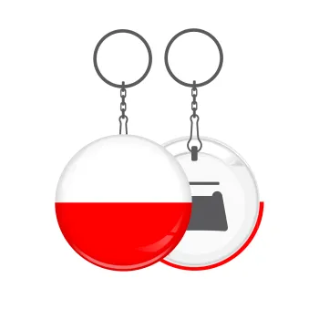 Poland flag, Μπρελόκ μεταλλικό 5cm με ανοιχτήρι