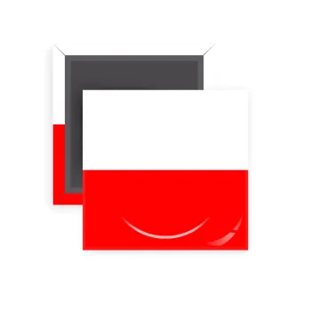 Poland flag, Μαγνητάκι ψυγείου τετράγωνο διάστασης 5x5cm