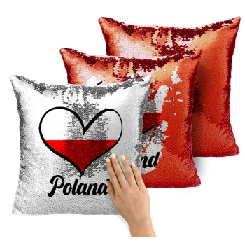 Poland flag, Μαξιλάρι καναπέ Μαγικό Κόκκινο με πούλιες 40x40cm περιέχεται το γέμισμα
