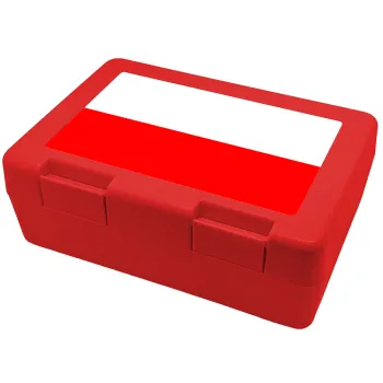 Poland flag, Παιδικό δοχείο κολατσιού ΚΟΚΚΙΝΟ 185x128x65mm (BPA free πλαστικό)