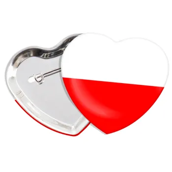 Poland flag, Κονκάρδα παραμάνα καρδιά (57x52mm)