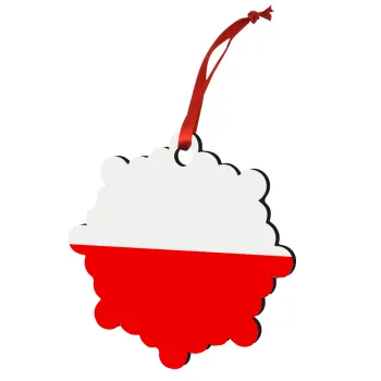Poland flag, Στολίδι Χριστουγεννιάτικο στολίδι snowflake ξύλινο 7.5cm