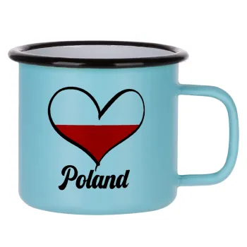 Poland flag, Κούπα Μεταλλική εμαγιέ ΜΑΤ σιέλ 360ml