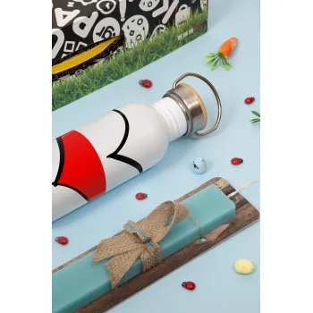 Poland flag, Πασχαλινή Λαμπάδα με παγούρι μεταλλικό (620ml, stainless steel) & κερί αρωματικό πλακέ (30cm) (ΤΙΡΚΟΥΑΖ)