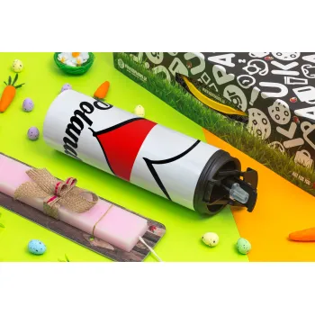 Poland flag, Πασχαλινή Λαμπάδα με Travel Tumbler θερμό με διπλό καπάκι (600ml, BPA free) & κερί αρωματικό πλακέ (30cm) (ΡΟΖ)