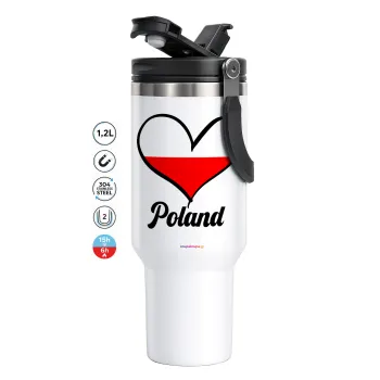 Poland flag, Mega Travel Mug / Travel Mug, double walled (thermal) 1.2L