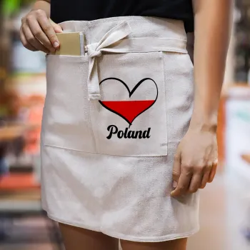 Poland flag, Ποδιά Μέσης με διπλή τσέπη Barista/Bartender, Beige