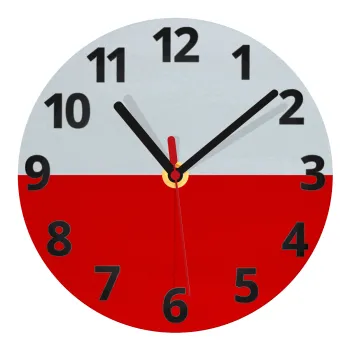 Poland flag, Ρολόι τοίχου γυάλινο (20cm)