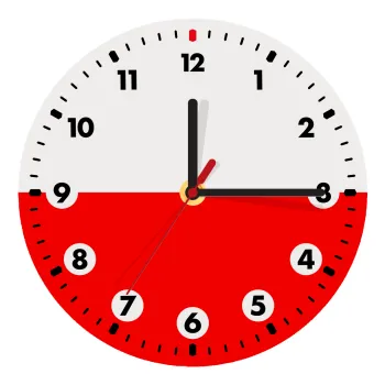 Poland flag, Ρολόι τοίχου ξύλινο (20cm)