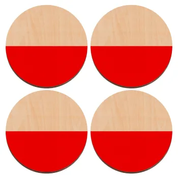 Poland flag, ΣΕΤ x4 Σουβέρ ξύλινα στρογγυλά plywood (9cm)