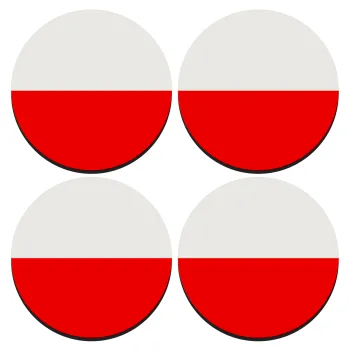 Poland flag, ΣΕΤ 4 Σουβέρ ξύλινα στρογγυλά (9cm)