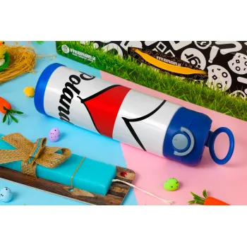 Poland flag, Easter candle, Childrens hot water bottle, stainless steel, with safety straw, BLUE (500ml)