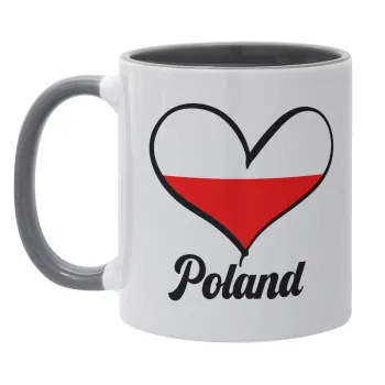 Poland flag, Mug colored grey, ceramic, 330ml