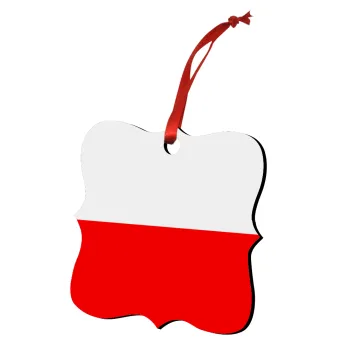 Poland flag, Στολίδι Χριστουγεννιάτικο στολίδι polygon ξύλινο 7.5cm