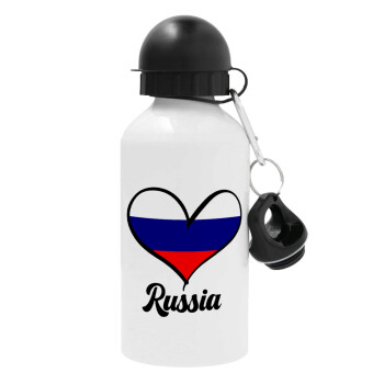 Russia flag, Metal water bottle, White, aluminum 500ml