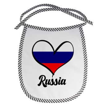 Russia flag, Σαλιάρα μωρού αλέκιαστη με κορδόνι Μαύρη