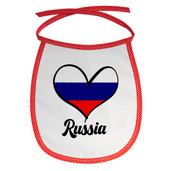 Russia flag, Σαλιάρα μωρού αλέκιαστη με κορδόνι Κόκκινη