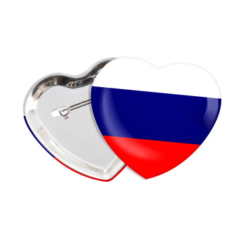 Russia flag, Κονκάρδα παραμάνα καρδιά (57x52mm)