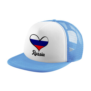 Russia flag, Καπέλο Soft Trucker με Δίχτυ Γαλάζιο/Λευκό