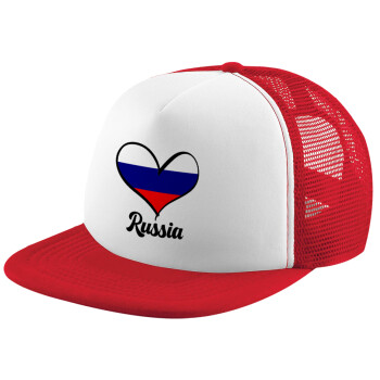 Russia flag, Καπέλο Soft Trucker με Δίχτυ Red/White 