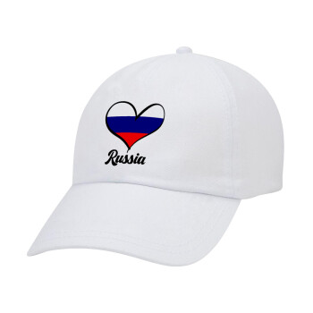 Russia flag, Καπέλο Ενηλίκων Baseball Λευκό 5-φύλλο (POLYESTER, ΕΝΗΛΙΚΩΝ, UNISEX, ONE SIZE)
