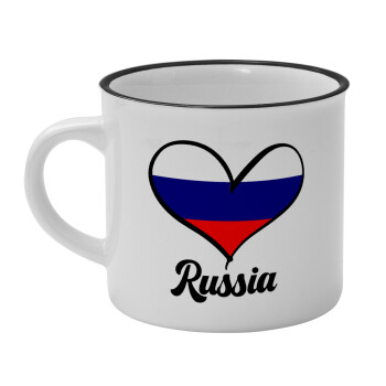 Russia flag, Κούπα κεραμική vintage Λευκή/Μαύρη 230ml