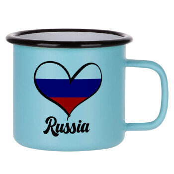 Russia flag, Κούπα Μεταλλική εμαγιέ ΜΑΤ σιέλ 360ml