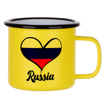 Russia flag, Metallic enamel MATT Yellow cup 360ml