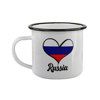 Russia flag, Κούπα εμαγιέ με μαύρο χείλος 360ml