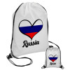 Russia flag, Τσάντα πουγκί με μαύρα κορδόνια 45χ35cm (1 τεμάχιο)